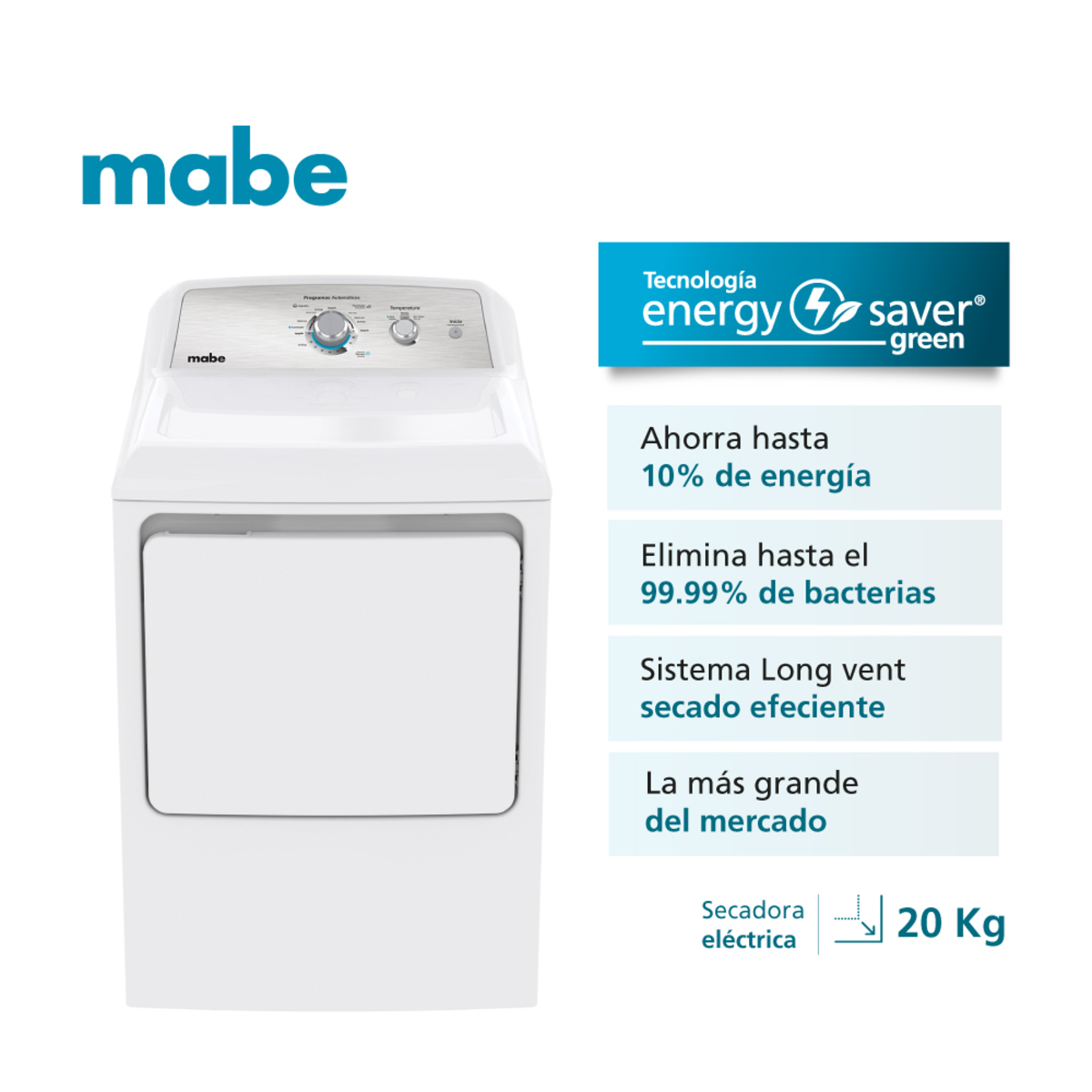 Secadora Carga Frontal 20 Kg Blanca Mabe SME26N5MNBCL0