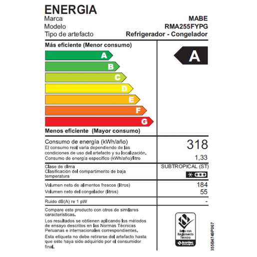 Retiq Label Refrigeradora no frost de 239L netos grafito mabe - RMA255FYPG ...