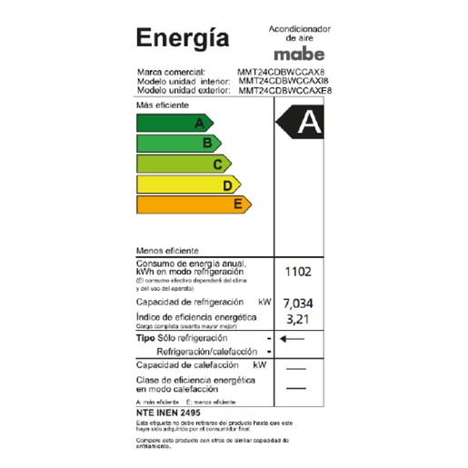 Retiq Label Aire Acondicionado Convencional 220V 24000 BTU Blanco Mabe ...