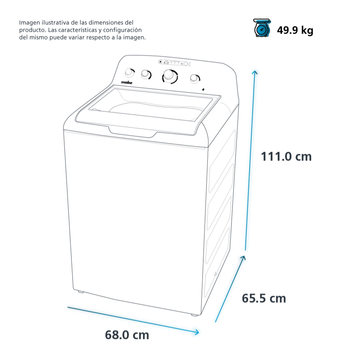 Lavadora Automática Mabe 17kg Blanca LMA77113CBAB0